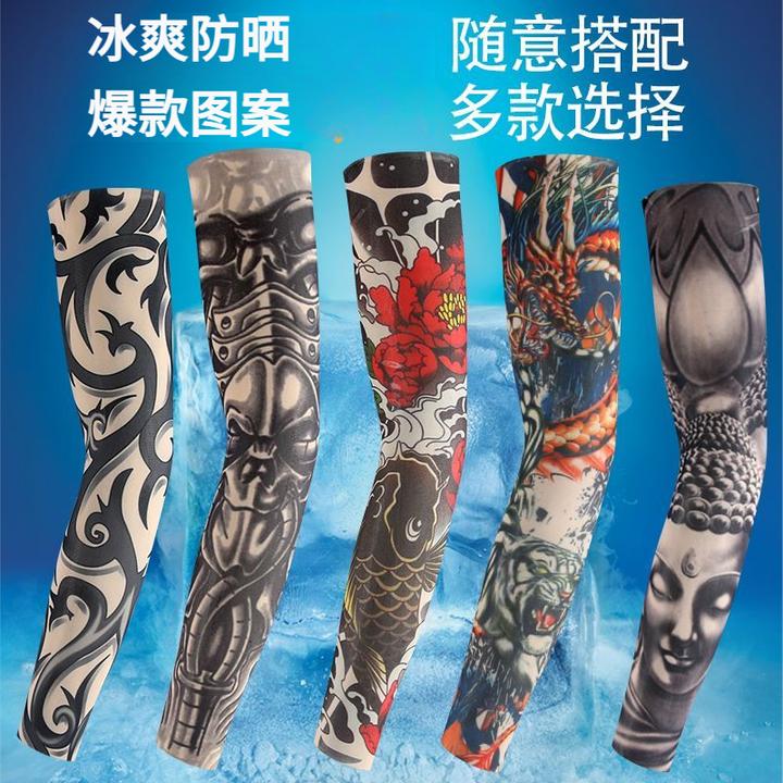 纹身袖套男夏季防晒冰袖工人开车骑行花臂刺青手臂套户外冰爽透气