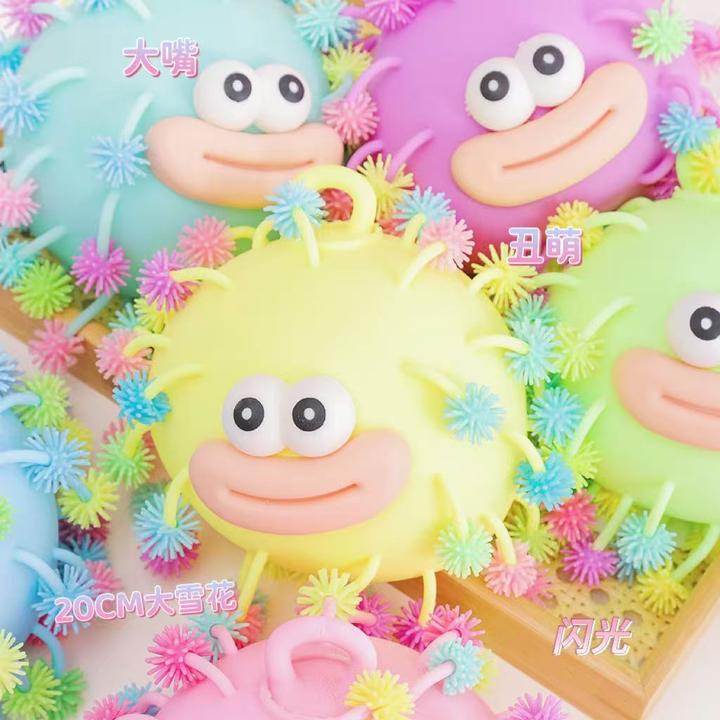 雪花闪光球发泄解压发光玩具创意新款凸眼雪花七彩毛毛球