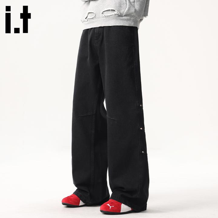 i.t:CHOCOOLATE美式复古牛仔裤男士2025秋冬新款设计感阔腿直筒裤