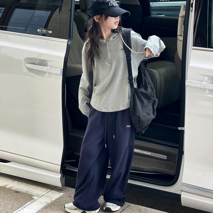 女童春秋款韩版休闲连帽卫衣套装中大童初中生时髦洋气儿童秋装