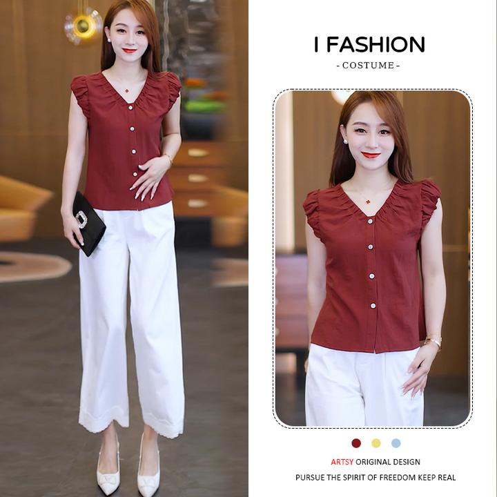 小个子休闲减龄衬衫女2025年夏季新款韩版洋气宽松显瘦v领上衣潮