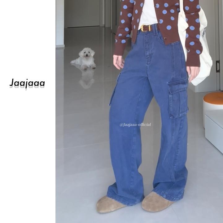 Jaajaaa秋风裁梦  秋季小众直筒宽松工装百搭水洗牛仔牛仔裤/ABC