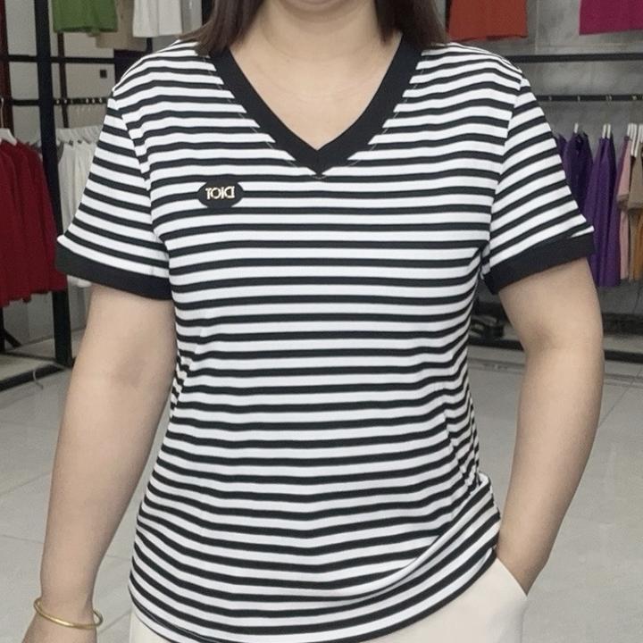 【短袖条纹V领】2025新品遮肉显瘦妈妈装短袖
