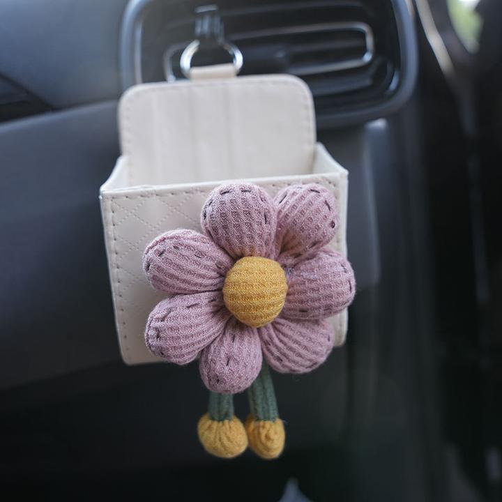 汽车出风口收纳筐骑车出风口垃圾桶小饰品装饰收纳皮包女汽车通用