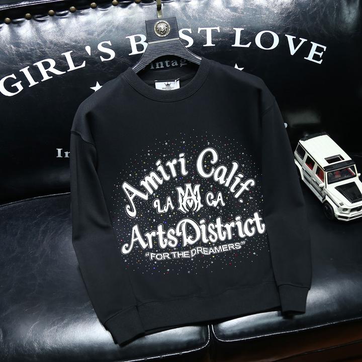 曼德西比利男士圆领修身弹力烫钻软胶套头长袖打底卫衣男不起球