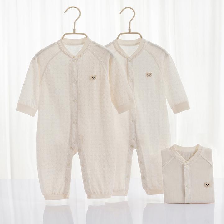 A类婴儿空调服夏天薄款长袖爬服男女宝宝洋气全棉连体服超薄睡衣