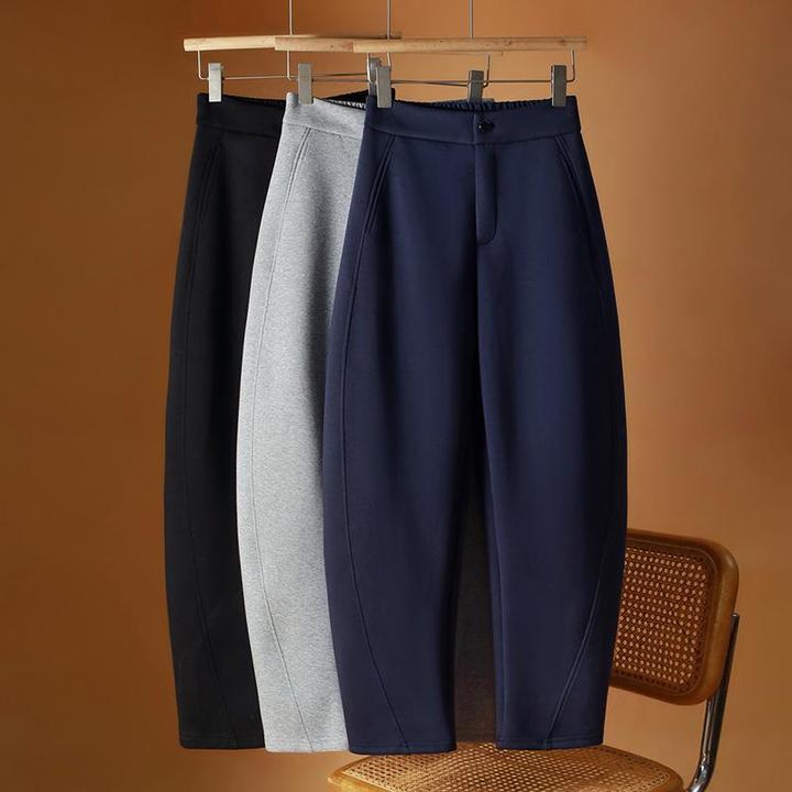 空气棉香蕉镰刀裤女秋季新款休闲宽松显瘦加大码加厚哈伦弯刀裤子