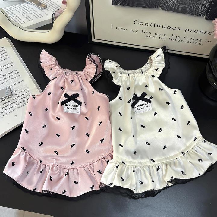 可爱夏季狗狗猫咪睡衣宠物裙子适合约克夏西施泰迪博美复古高级