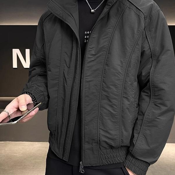 美式秋冬季2025新款羽绒服男设计感工装立领保暖拼接简约短款外套