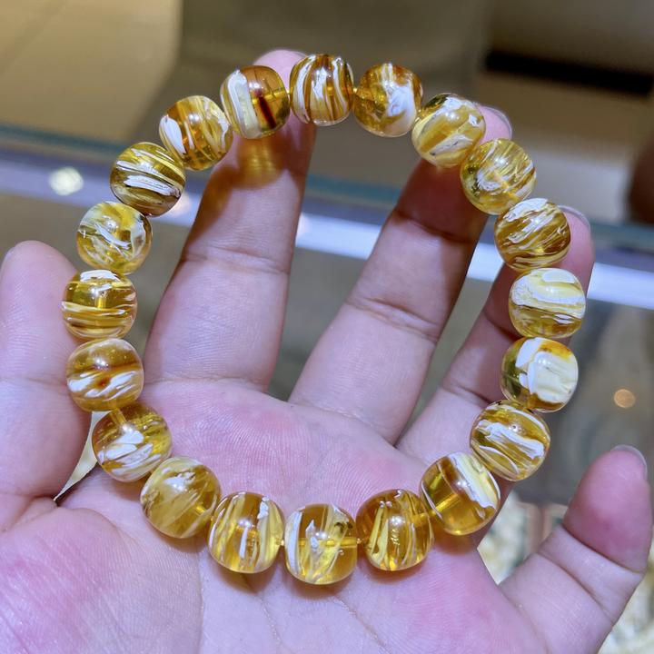 可可爱爱彩糖拉丝蜜蜡精工老型重量克18女款气质时尚百搭复古经典