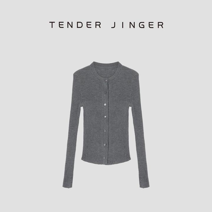 Tender Jinger【勾勒曲线】真两件羊毛针织开衫背心T53BBS41355