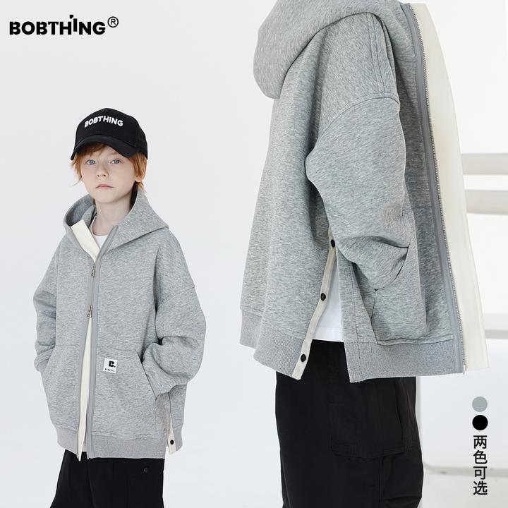 侧按扣儿童春秋款拉链开衫卫衣男童高品质连帽外套潮童装针织帽衫