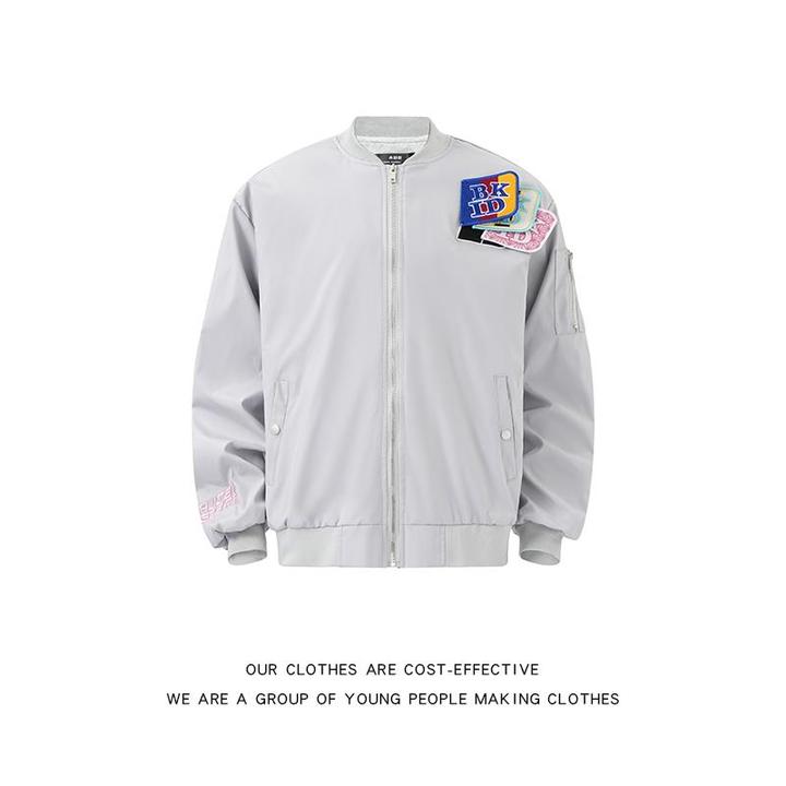 美式休闲字母刺绣宽松棒球服外套男春秋款2025新款爆款飞行员夹克