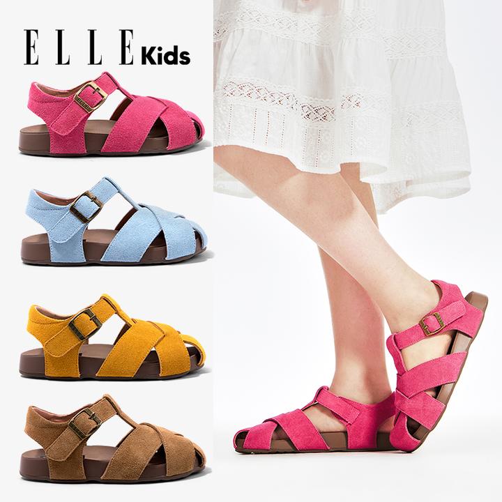 ELLE KIDS童鞋女童凉鞋2025夏季镂空罗马鞋子女孩防滑儿童沙滩鞋