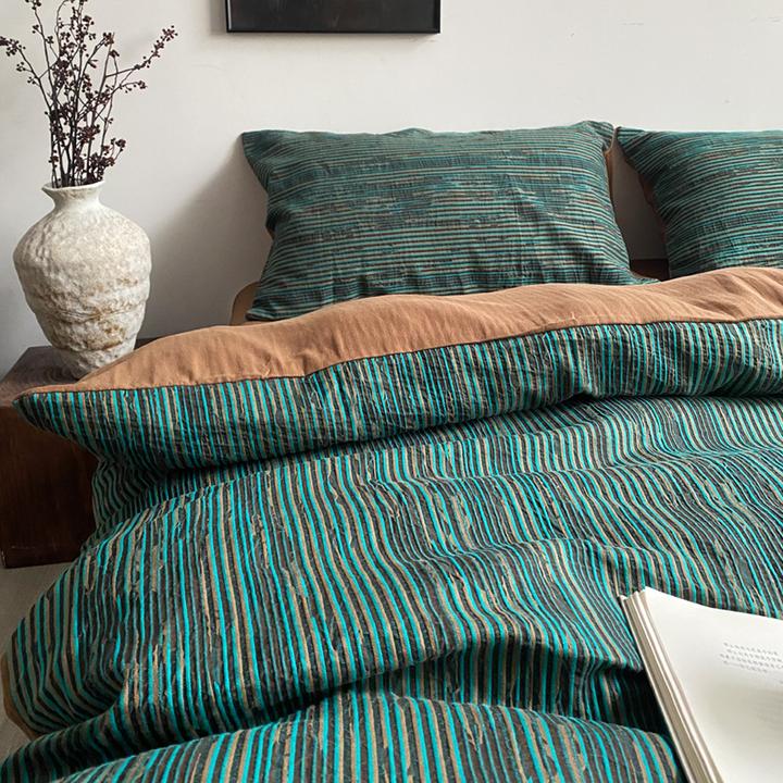 简约森系全棉提花四件套 A类侘寂风纯棉被套床单床上用品加厚轻奢