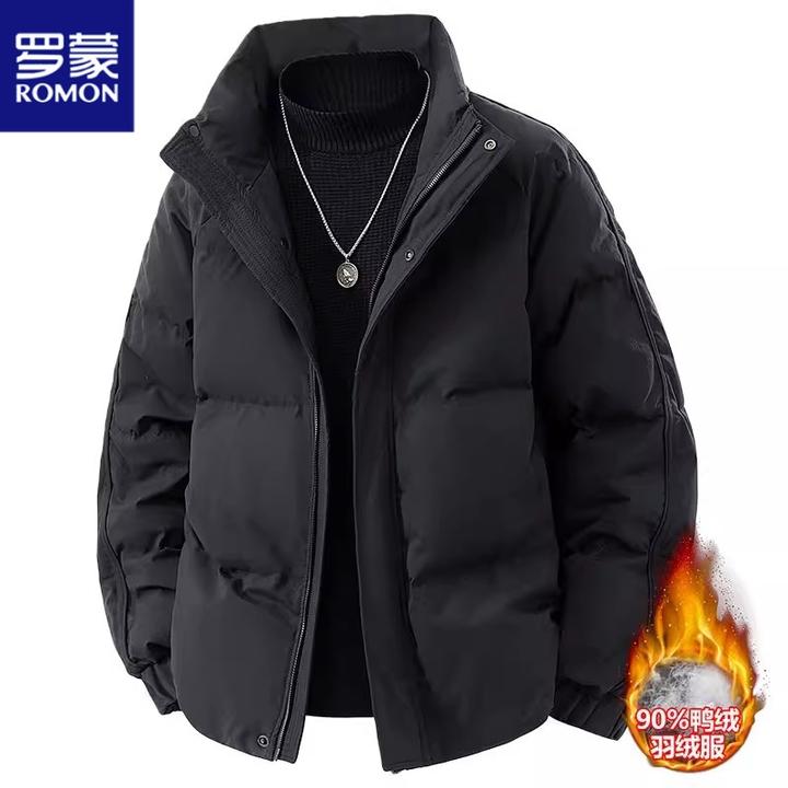 罗蒙休闲风立领时尚羽绒服男新款冬季加厚防寒保暖棉衣百搭外套潮
