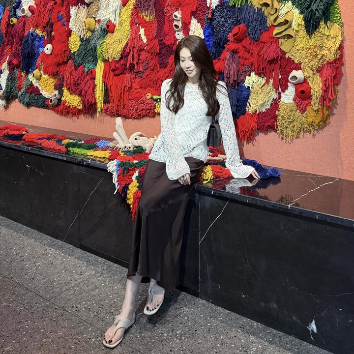 王嬛嬛MsLime25年新款【冰咖】醋酸高腰时尚百搭半裙 HD2C0245