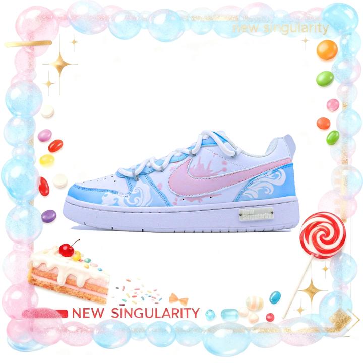 nike/耐克court borough 2【定制球鞋】糖果系气泡粉蓝低帮板鞋女款