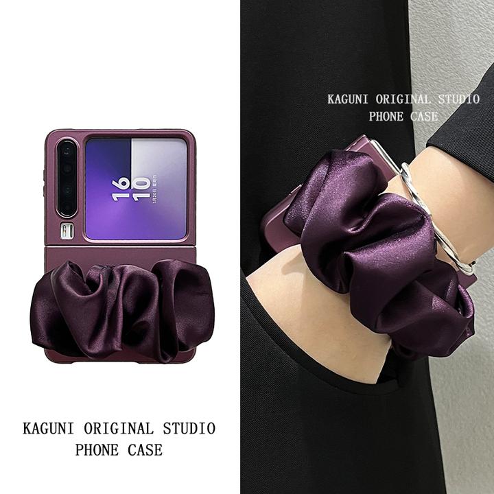 烤漆酒红丝巾腕带适用华为purax手机壳折叠屏pocket2小米mixflip2