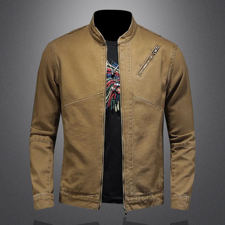 施摩瓦戈秋季男士夹克衫欧洲站潮牌青年时尚立领机车风老钱风外套