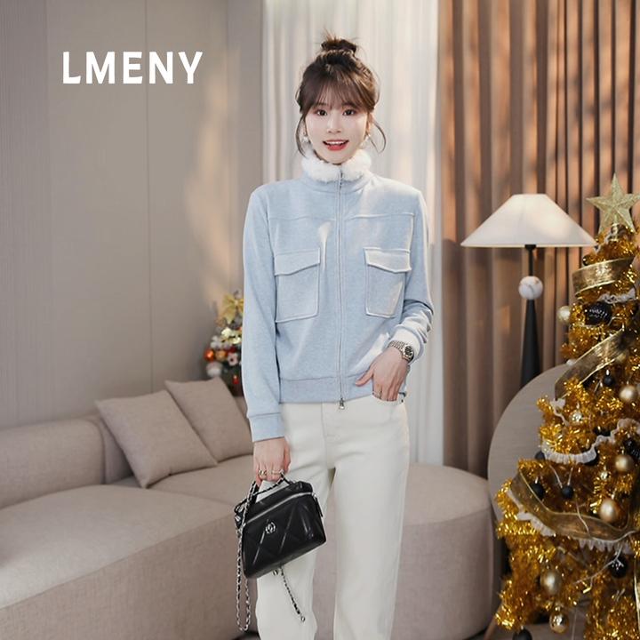 LMENY“毛毛领卫衣”保暖氛围感~加绒双拉头拉链贴袋卫衣25DL006