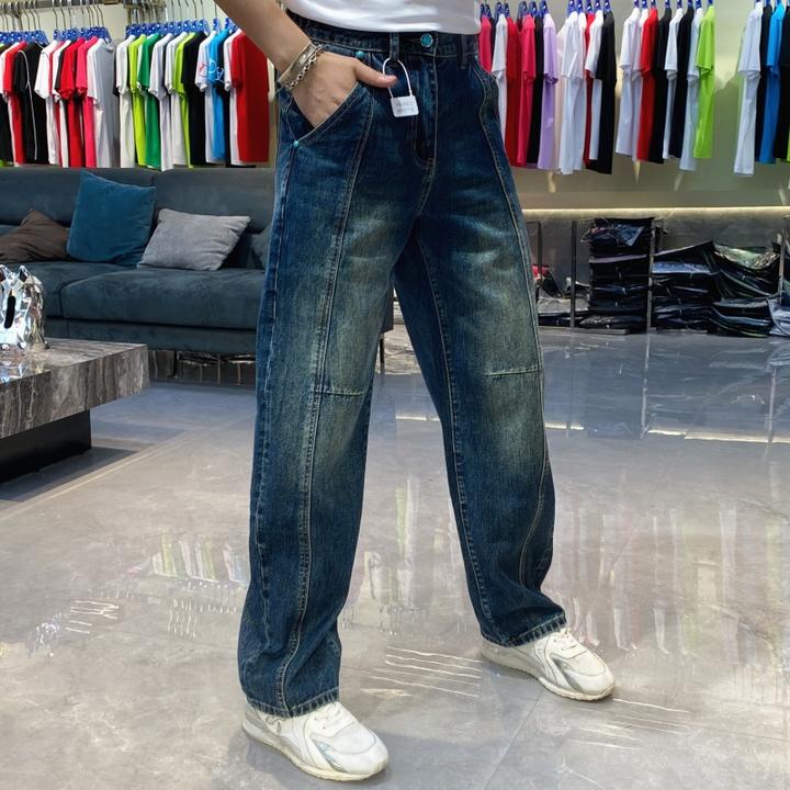 【也许家】新品秋冬高端欧货蓝色休闲宽松直筒裤高品质长裤KK003