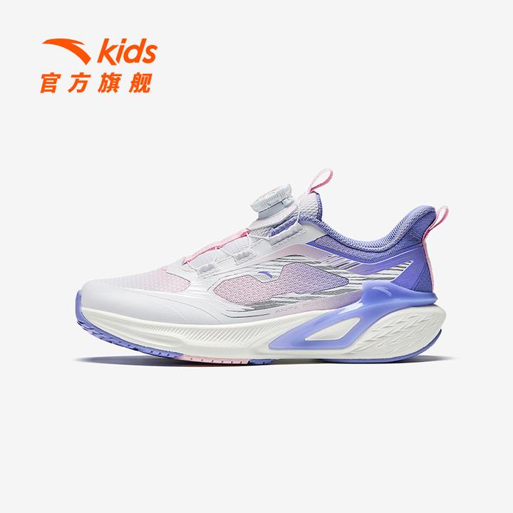 安踏儿童男女童跑鞋2025款网面舒适防滑耐磨青少年运动低帮旋钮鞋