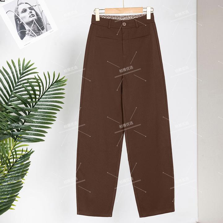 【专柜轻奢】秋冬热销设计师款时尚高腰百搭休闲窄版阔腿弯刀裤531