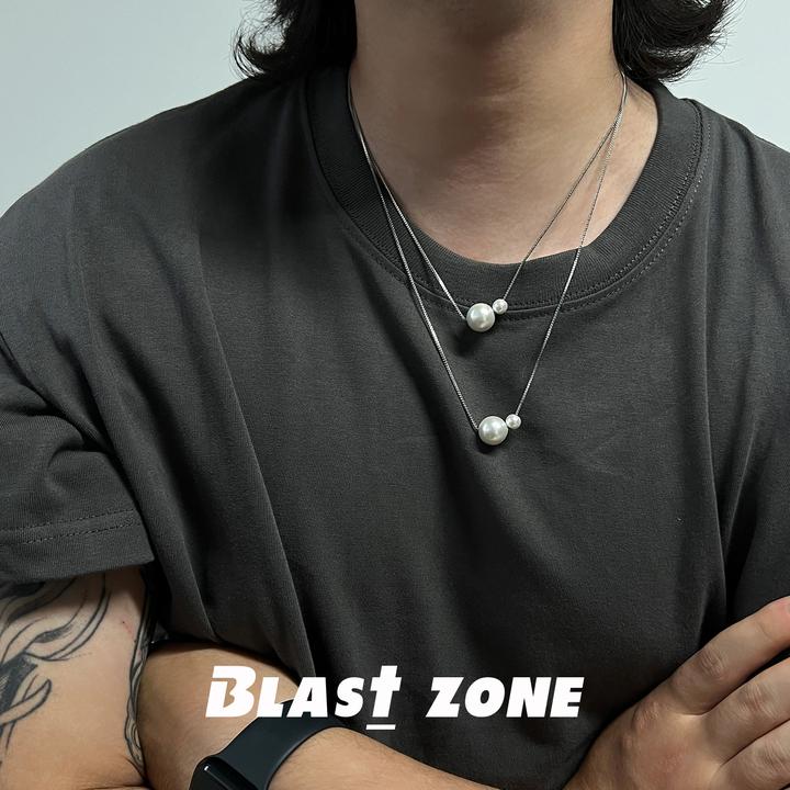 钛钢项链 F1同款大小仿珍珠锁骨链颈链男女情侣款配饰 长短可调