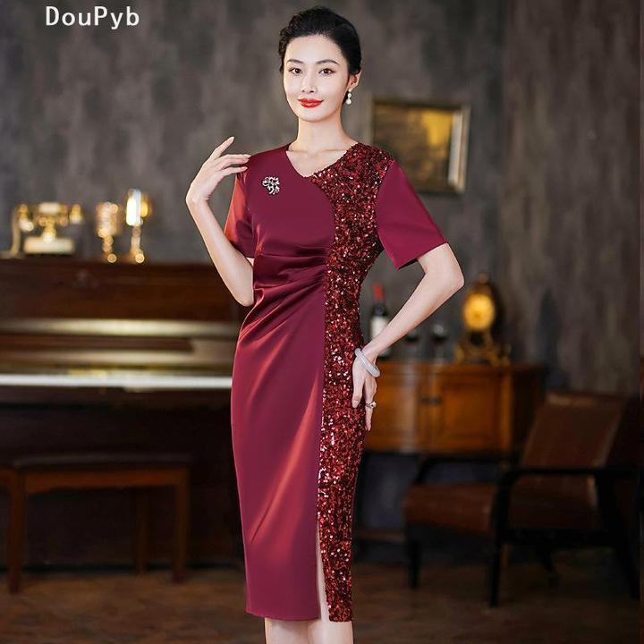 DouPyb轻奢喜妈妈装婚庆宴会旗袍年轻款高端气质结婚礼服连衣裙夏