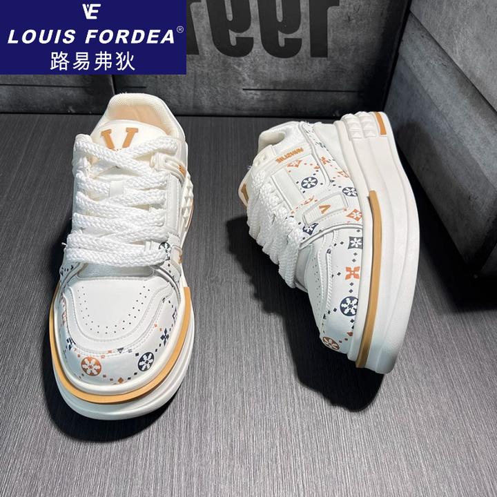 Louis Fordea/路易弗狄男士高档小白鞋轻奢运动鞋子男款休闲板鞋