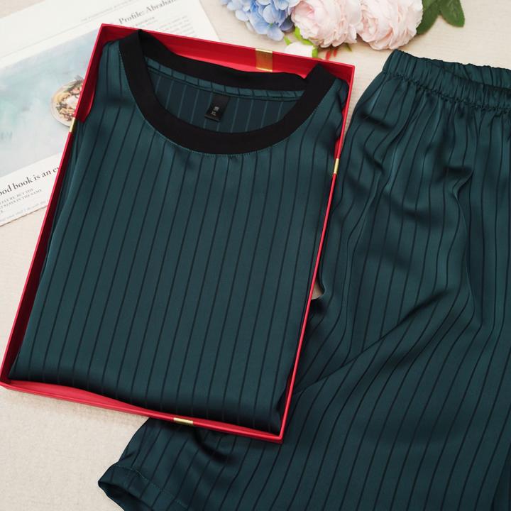 夏季新款柔软亲肤舒适睡衣休闲简约风可外出短袖短裤套装家居服