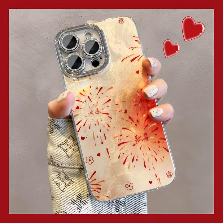 晕染烟花平安欢喜适用苹果16promax手机壳新年iPhone15pro喜庆14p