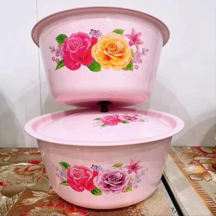 【到手2个】老式搪瓷盖盆仙女盆粉色盆盆直径约20厘米左右老式铁盆