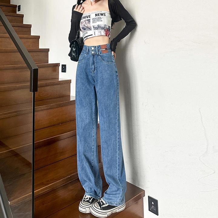 薄款高腰直筒裤复古牛仔裤女2025新款小个子百搭宽松梨形身材爆款