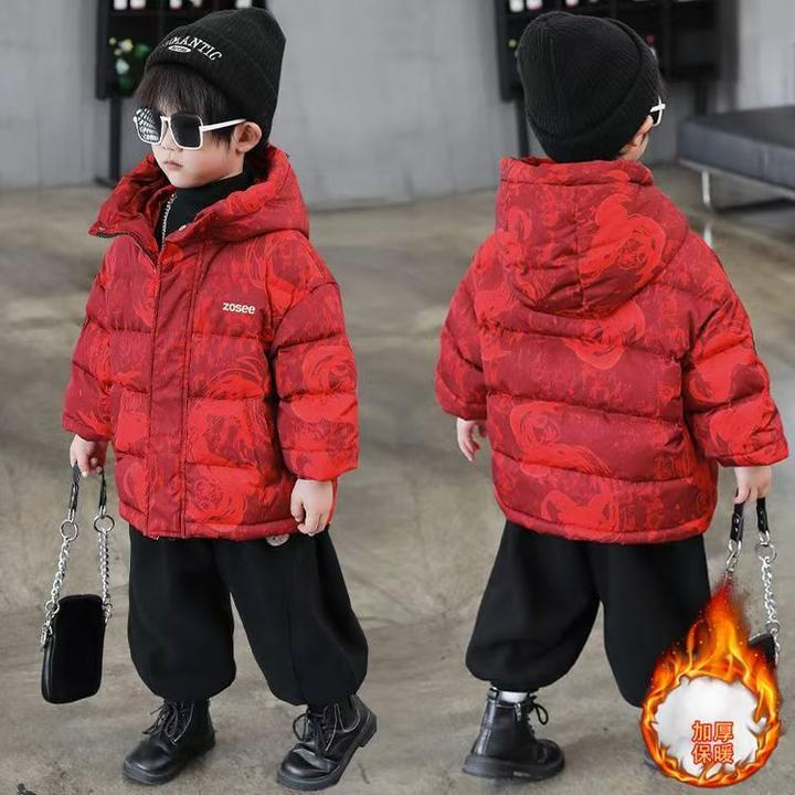 拜年服冬款加厚棉服2024新款喜庆儿童红色过新年衣服宝宝棉袄