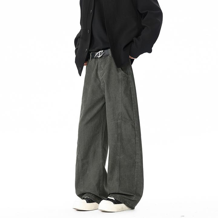 美式复古水洗解构弯刀休闲裤男女款直筒宽松工装潮牌阔腿拖地裤子
