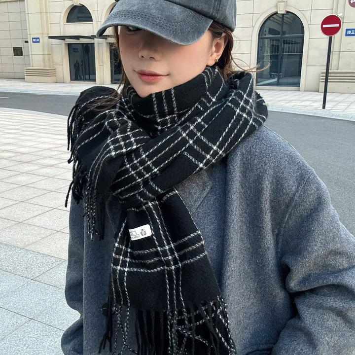 【格纹气质】秋冬氛围感密码时尚围脖加厚外搭轻奢韩版爆款百搭围巾