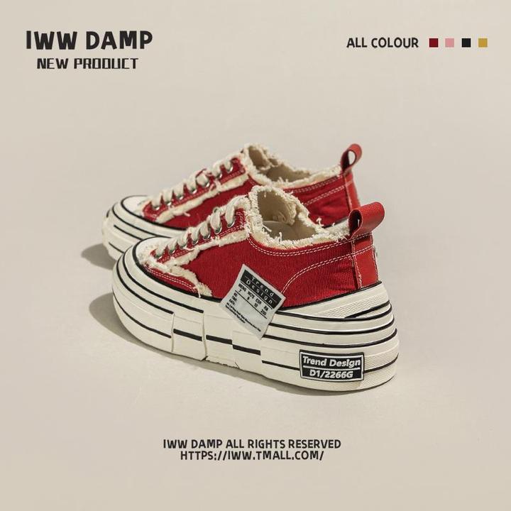 GSNK厚底增高柠檬黄乞丐帆布鞋女毛边不规则2025新款多巴胺糖果色