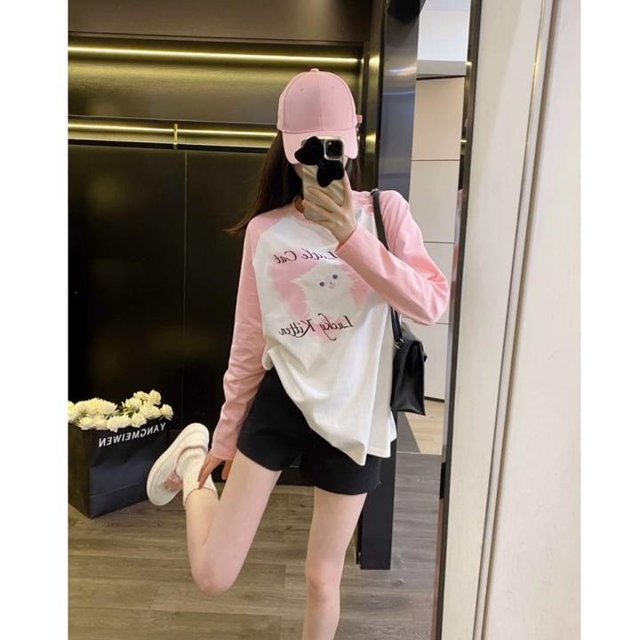 春秋2025新款春装新款上衣时尚长袖百搭宽松圆领显瘦休闲减龄女装