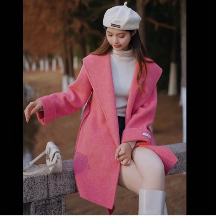 【千金】中长款绵羊毛大衣外套双面毛呢秋冬加厚气质