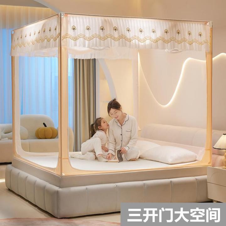 2024新款家用蚊帐卧室防止掉床高级蒙古包免安装儿童婴儿防摔围栏