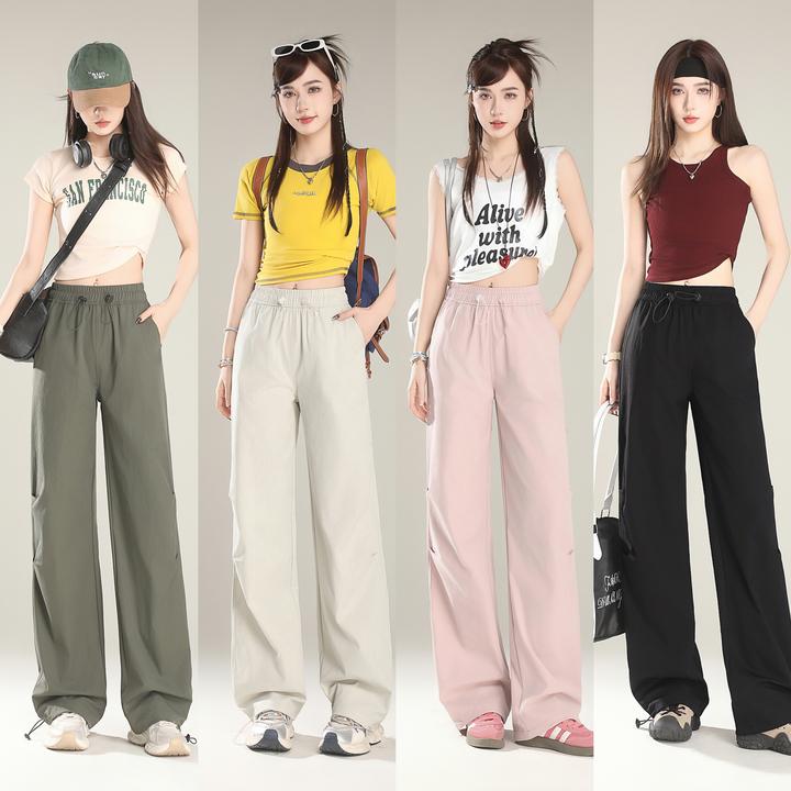 夏季韩版速干百搭轻薄柔纱显瘦显高工装降落伞裤户外休闲裤薄款