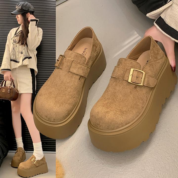 小个子增高厚底勃肯鞋女2025春秋新款时尚休闲百搭一脚蹬两穿单鞋