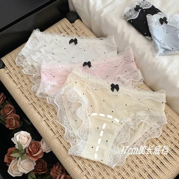 蕾丝内裤女士无痕薄款冰丝抗菌纯棉裆性感少女生纯欲风法式三角裤