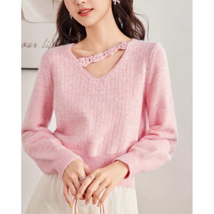 IEF/爱依服2025秋季新款法式甜美温柔风通勤百搭设计感毛织上衣