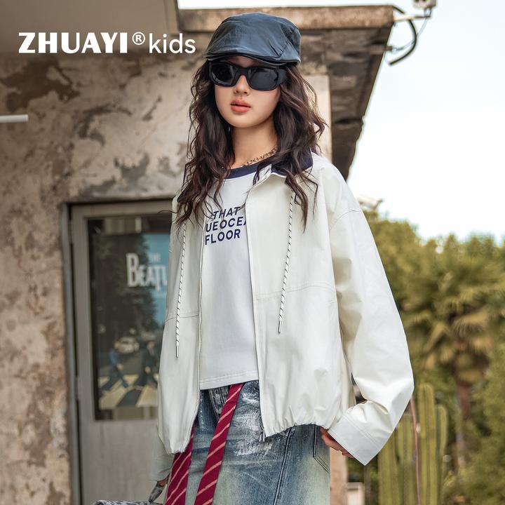 2025秋季拉链宽松型翻领短外套百搭休闲运动女设计感（25302330）4