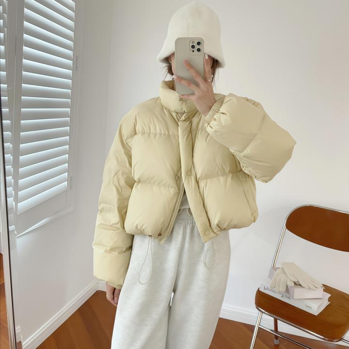 黑色短款羽绒服女爆款2025新款正品白鸭绒韩版小个子面包服外套潮