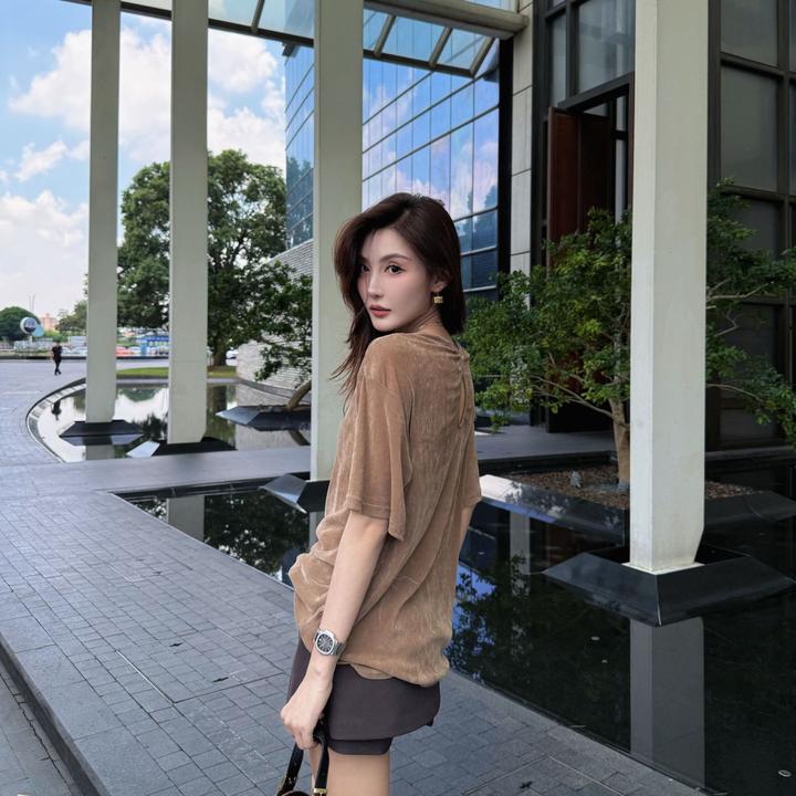 Moprobably李予诺「绒背衫」休闲风百搭气质高质短袖T恤L5247295