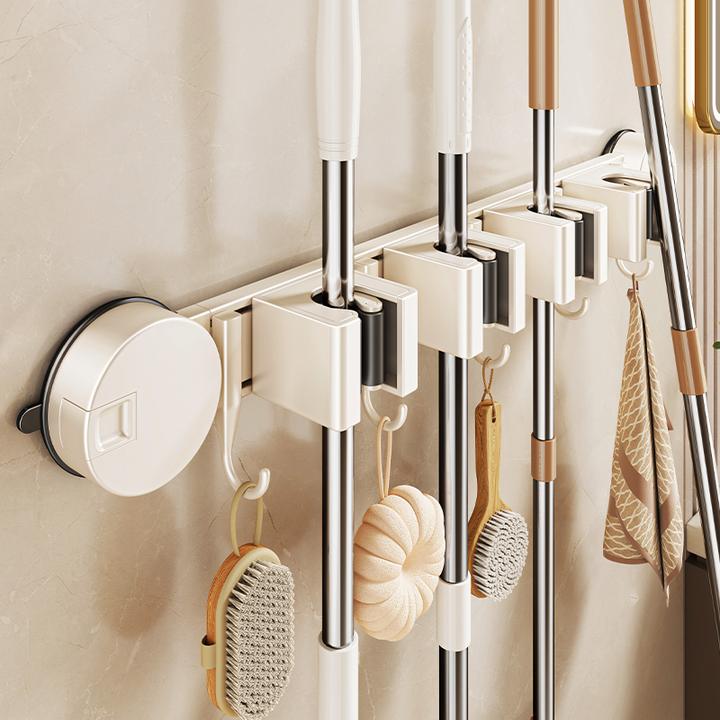 吸盘拖把架拖把壁挂夹扫把挂钩卫生间墙上浴室门后收纳架子神器
